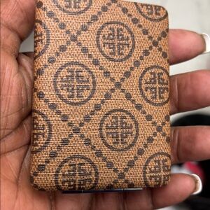 Tory Burch Tan and Black Patterned Compact Mirror